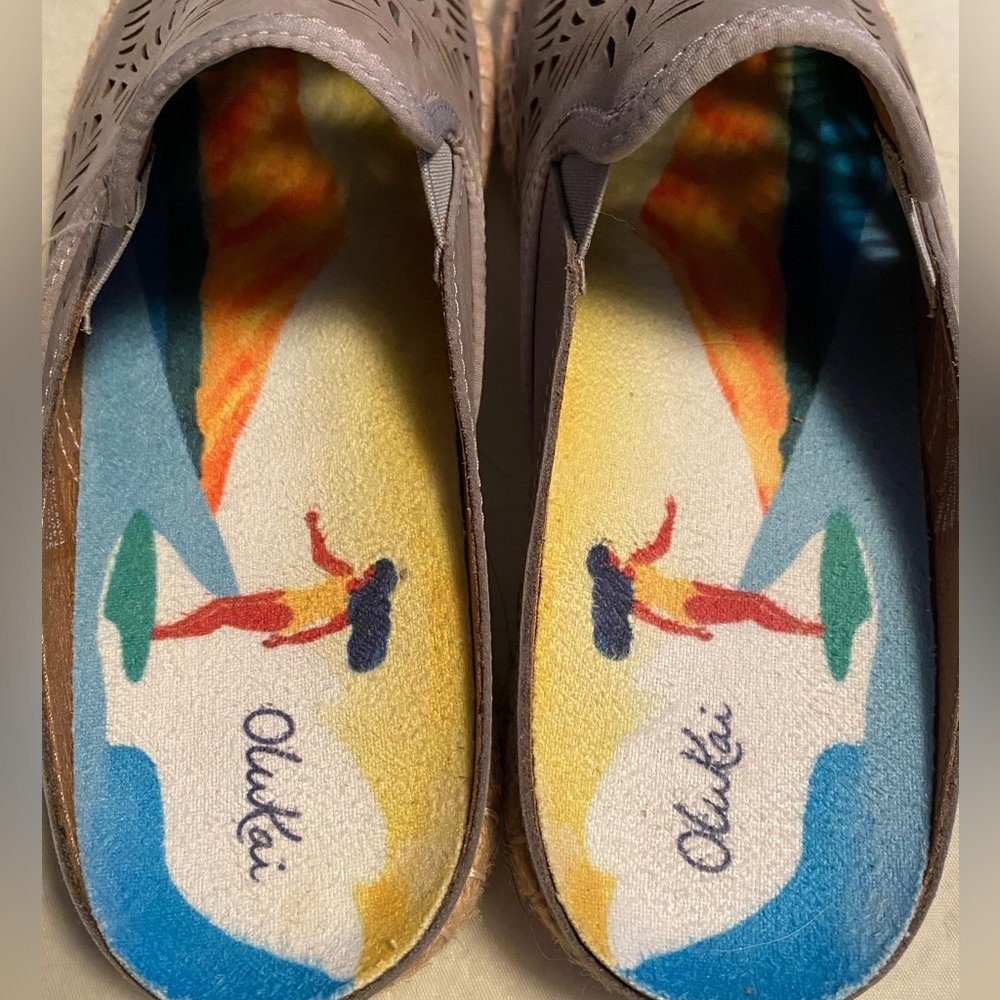 Olukai Women’s Kaula Olu Lli Poi Miles Size 8.5 Espadrille Leather Slip On NWT - Picture 5 of 6
